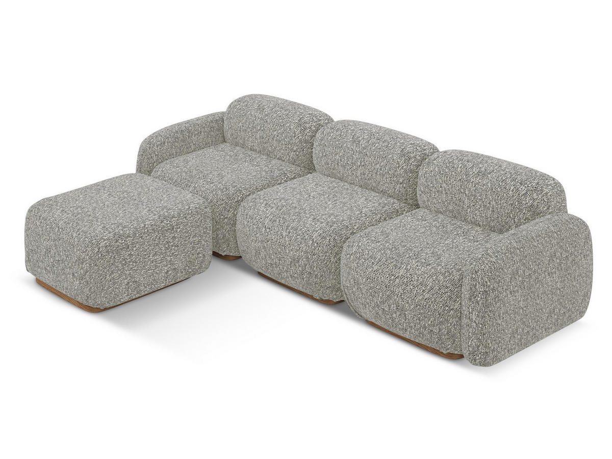 ECKSOFA Beidseitig Strukturstoff Stoff Beige - Beige/Braun, Holz/Textil (270/190cm) - Makamii