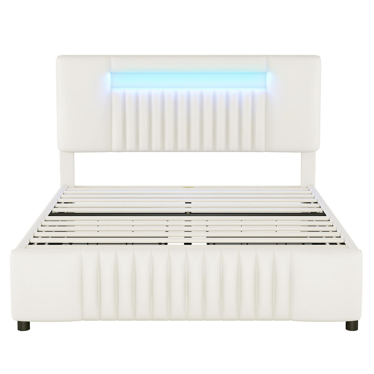 FOTOLIU în stil Chenille cu taburet și design ergonomic - bej, metal (140/200cm) - Urban Meuble