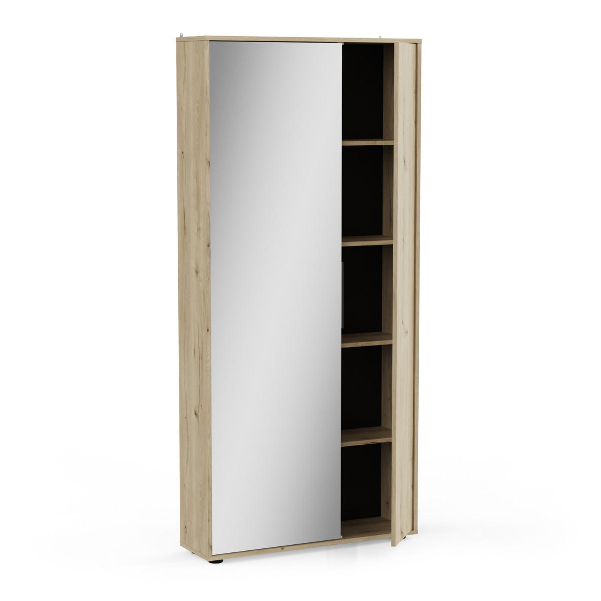 SCHUHSCHRANK 2 türen und 1 spiegel - ebony 82,8/23,9/178,4 cm - Eichefarben, Holzwerkstoff (23.9/178.4/25.7cm) - Calicosy
