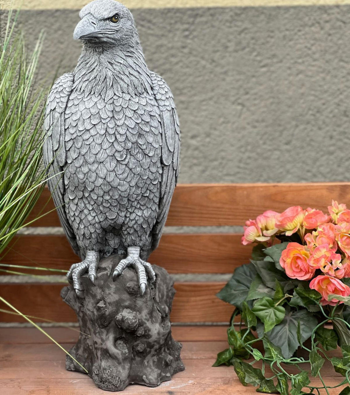 STEINFIGUR großer Adler Seeadler frostfest massiver Steinguss - Grau, Stein (18/54/17cm) - stoneandstyle
