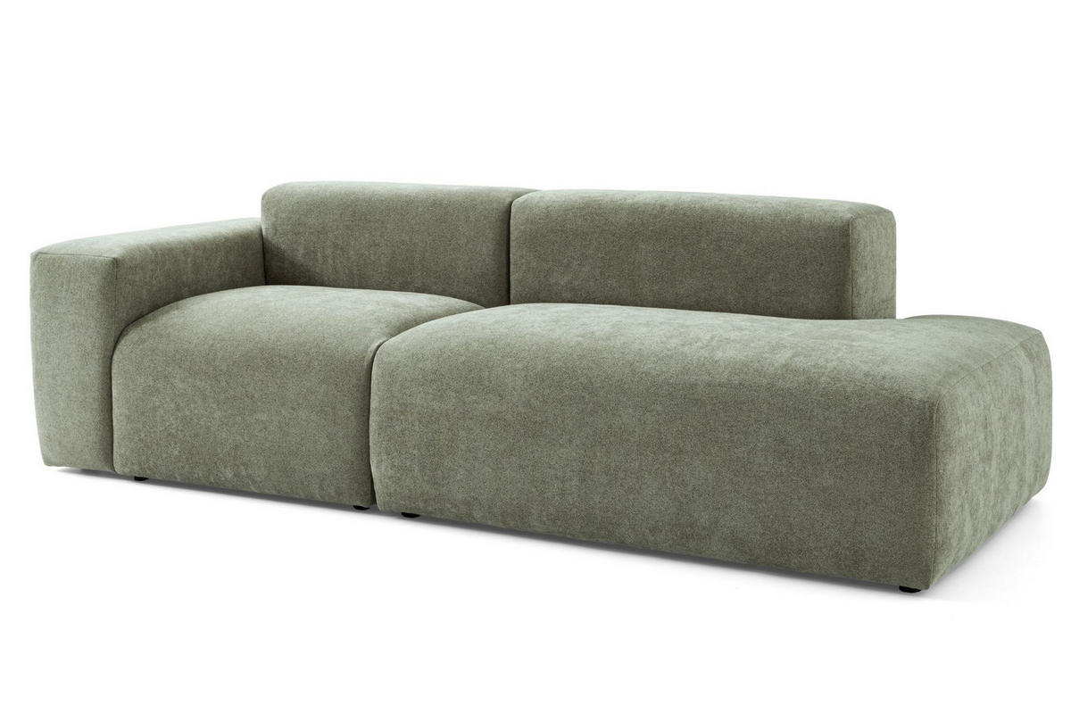 3-SITZER modulares Sofa HEAVEN SET 1 Rechts, Breite 255 cm Webstoff Grün - Schwarz/Grün, Holz/Kunststoff (102/71/255cm) - Muffo