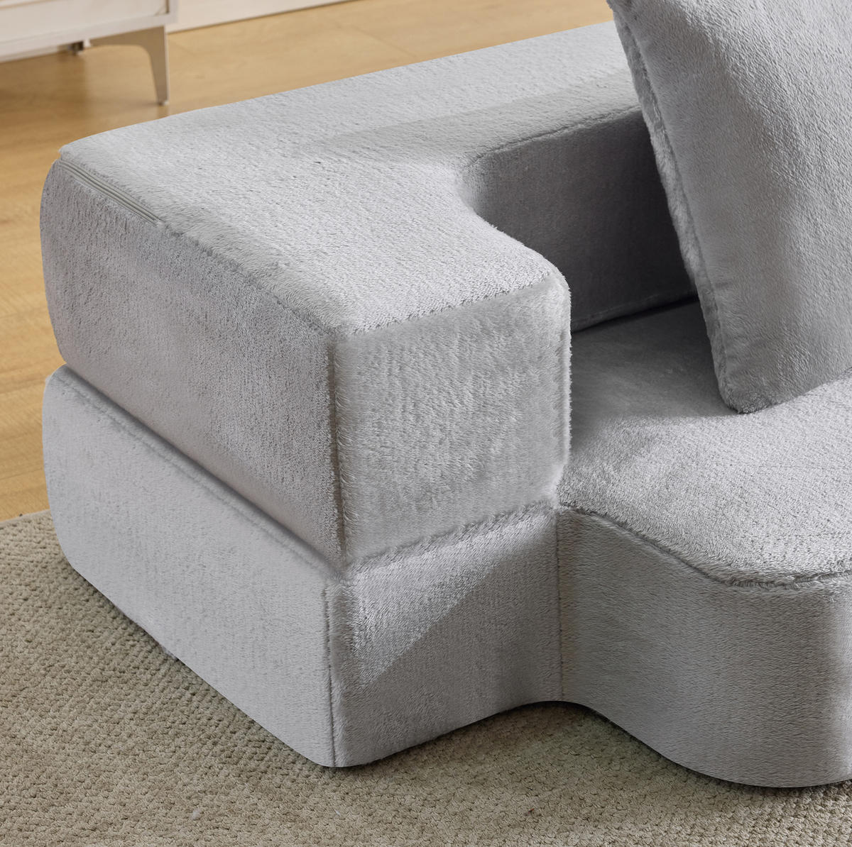 SCHLAFSOFA aus Schaumstoff Hellgrau 2-in-1 als Sitzsofa und Schlafmöglichkeit mit Memory-Schaum und Kissen - Hellgrau, Kunststoff (190/48/52cm) - Modfu