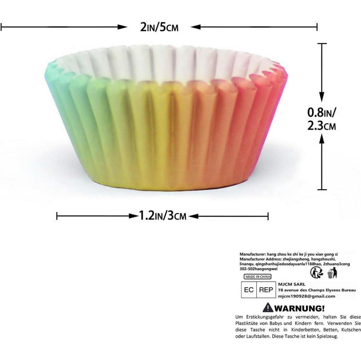 MUFFINFÖRMCHEN 300 Stück Set Verlauf-Design Mini - Multicolor, Papier (3/2.1/3cm)