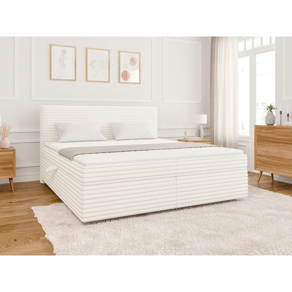 Thumbnail - S-Style Möbel Boxbett, Beige, Textil, Echtholz,Buche, Birke, 2-Sitzer, 180x200 cm, Blauer Engel, FSC Mix, Oeko-Tex®, Her...