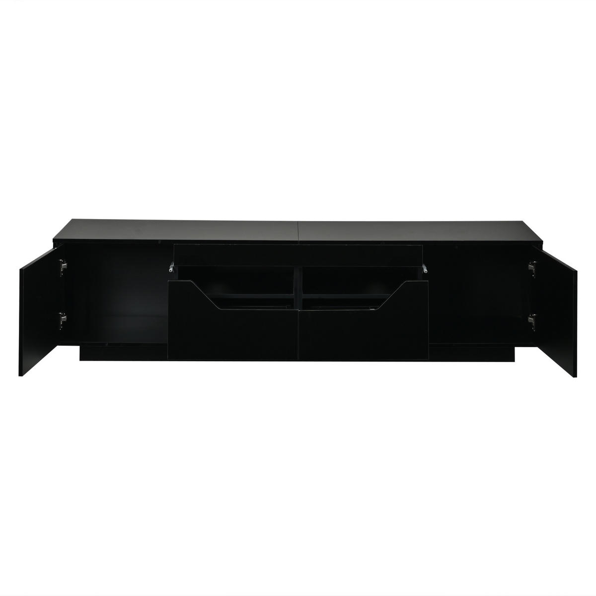 TV-SCHRANK 180/40/45 cm Schwarz mit 2 Schubladen und 2 Türen - Schwarz, Holzwerkstoff (180/45/40cm) - Oxeza