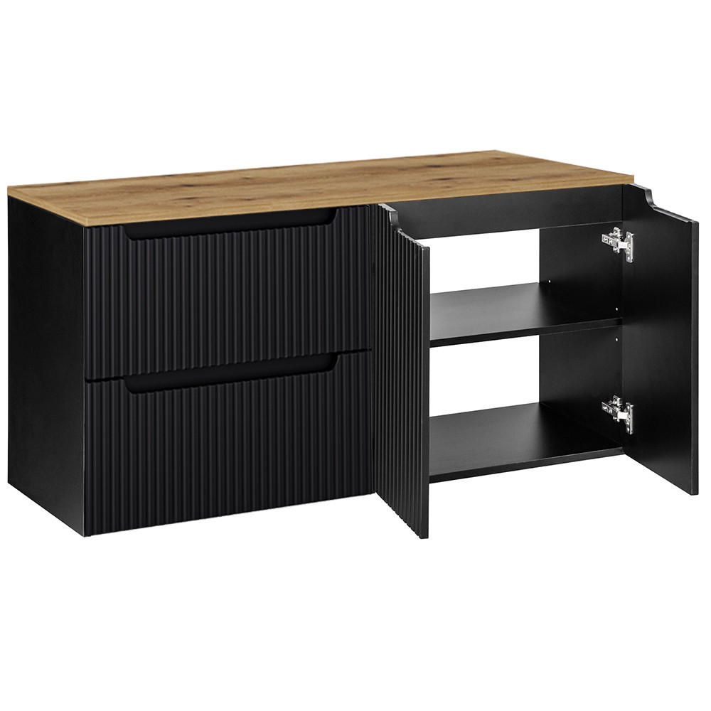 WASCHBECKENSCHRANK Newport-56 - Schwarz, Holzwerkstoff (120/60/40cm) - Lomado