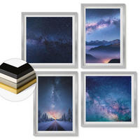 WANDBILDER 4er Set - 50x50 cm & 40x60 cm Silberner Rahmen - Nachthimmel, Berge, Winter, Weltraum - Silberfarben, Kunststoff (50/50cm) - ArtPrintCave