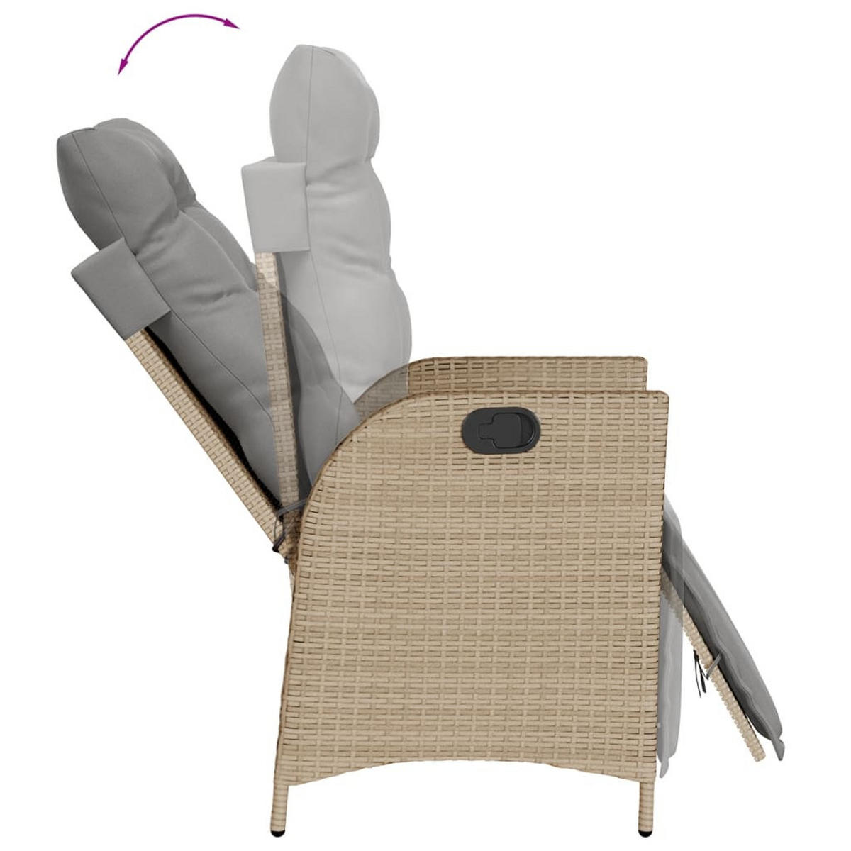 GARTENSESSEL Mit Fussteil 2 Stk. Verstellbar Poly Rattan - Beige, Kunststoff (61/93/57cm) - vidaXL