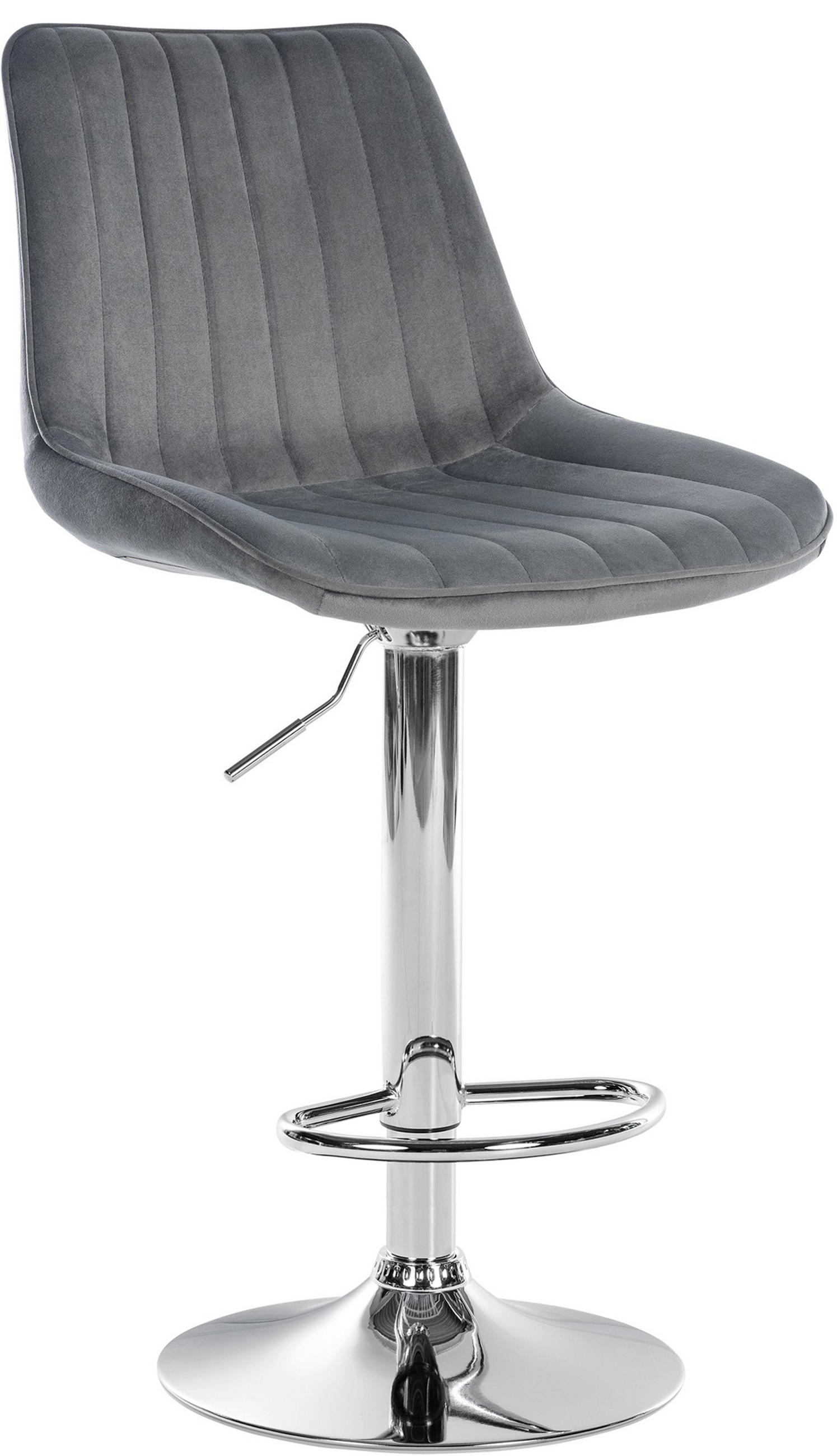 BARHOCKER Tolor Samt chrom dunkelgrau - Chromfarben/Grau, Textil/Metall (49.5/112/50cm) - TPFLiving