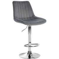 BARHOCKER Tolor Samt chrom dunkelgrau - Chromfarben/Grau, Textil/Metall (49.5/112/50cm) - TPFLiving
