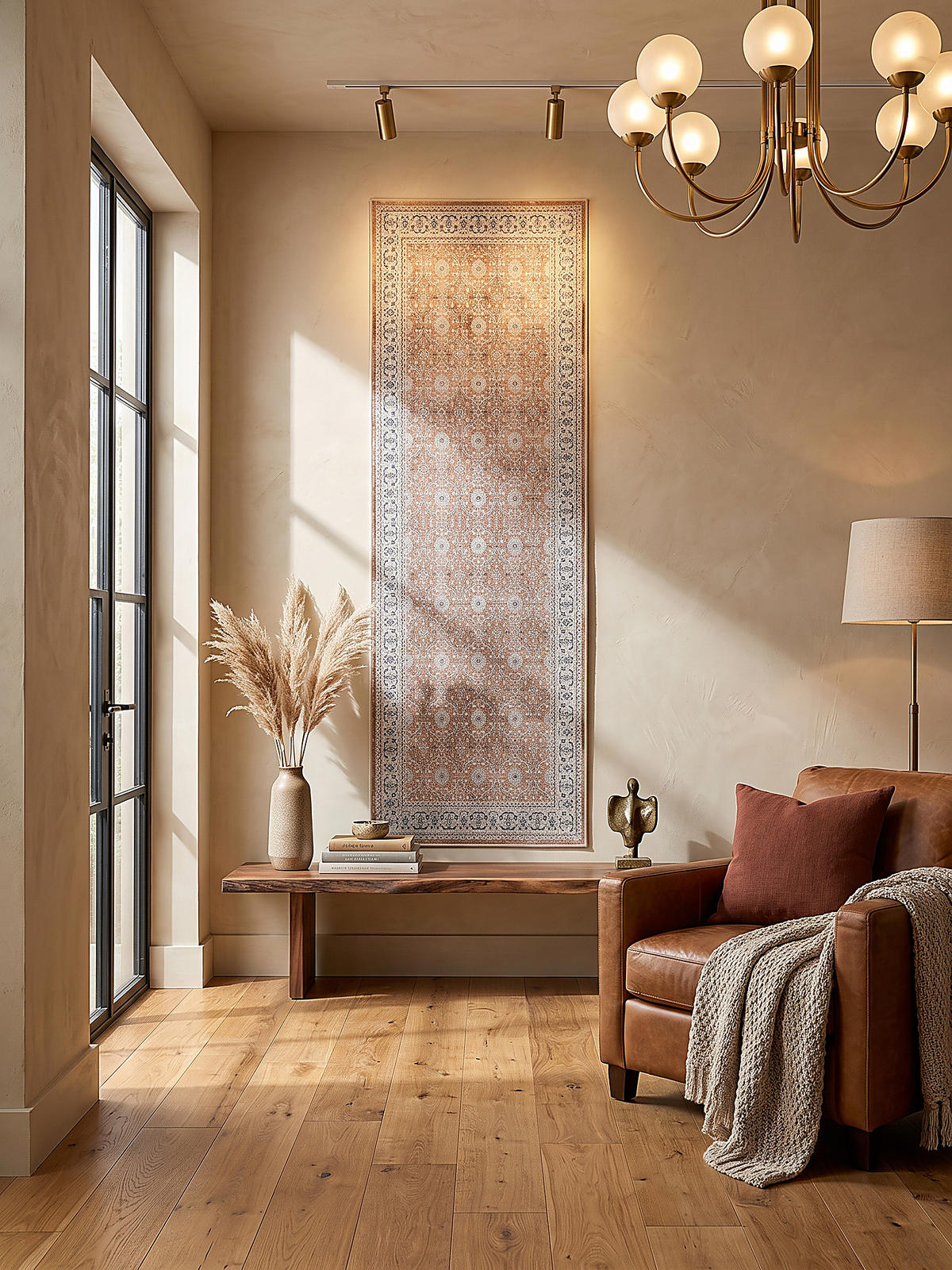 LÄUFER waschbar, mit floralen Ornamenten, VERNANTE in Terrakotta-Creme, 80 x 150 cm - Rot, Textil (80/150cm) - KADIMA DESIGN