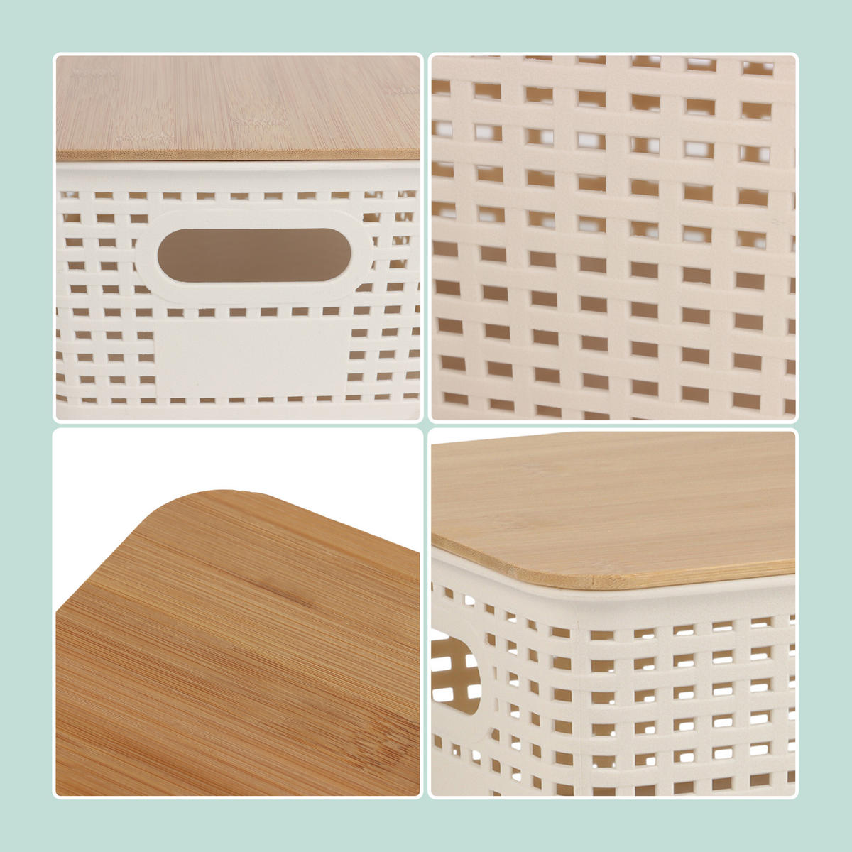 AUFBEWAHRUNGSBOX - Weiß, Holz/Kunststoff (25.5/10.5/18cm) - Relaxdays