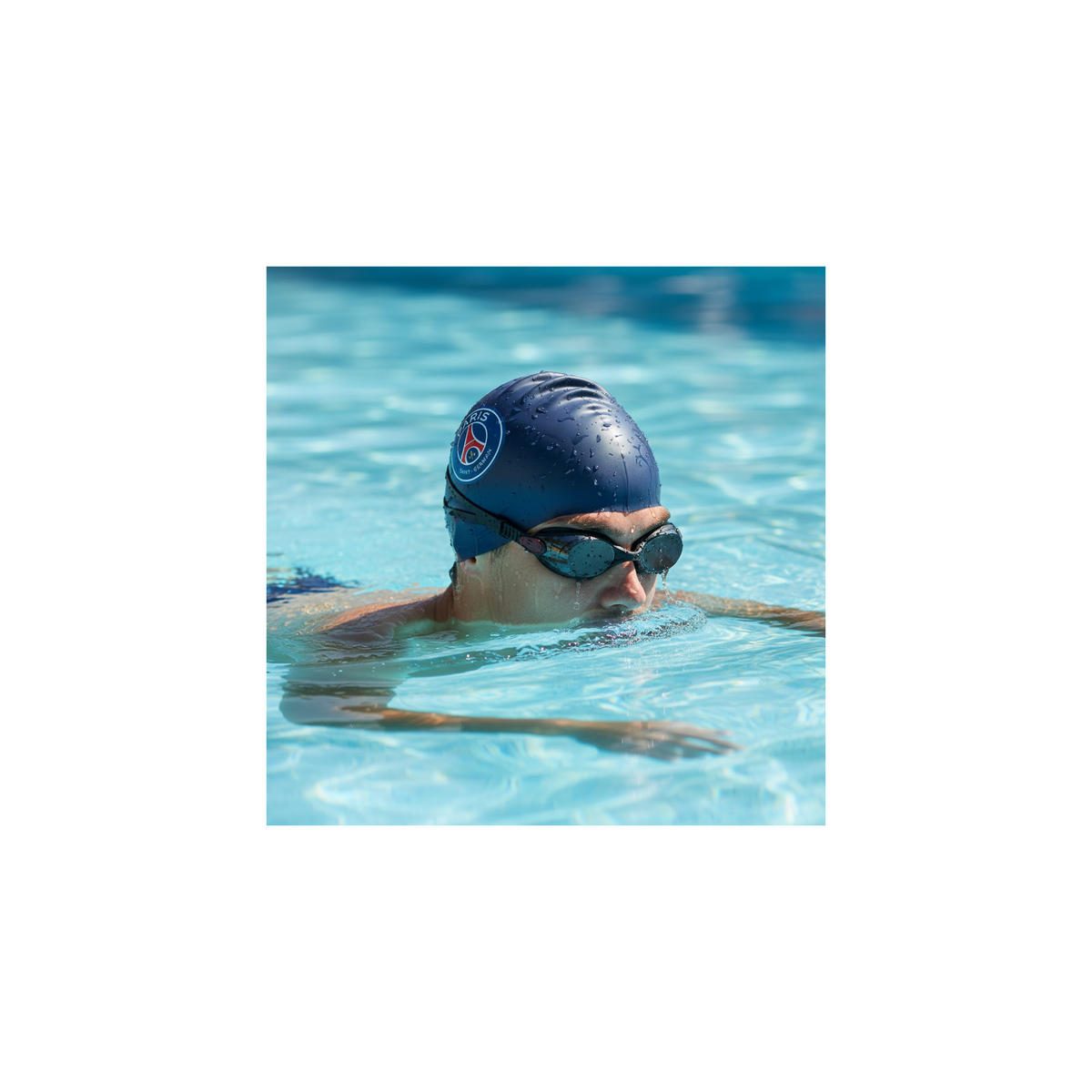 SCHWIMMBADZUBEHÖR-SET - Mütze + Brille + Tasche - Blau, Kunststoff (39/30cm)