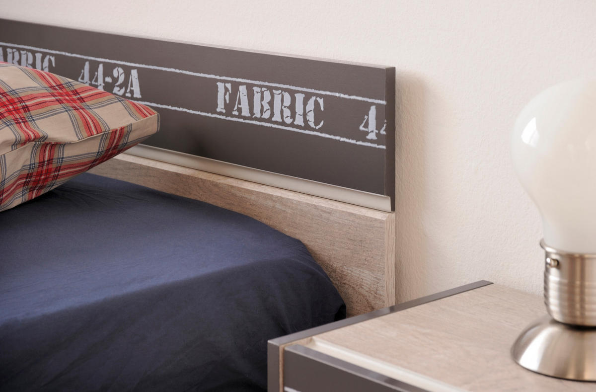 JUGENDZIMMER Fabric 2 in Esche und Grau 4 teilig - Braun, Holzwerkstoff (120/200/80cm)