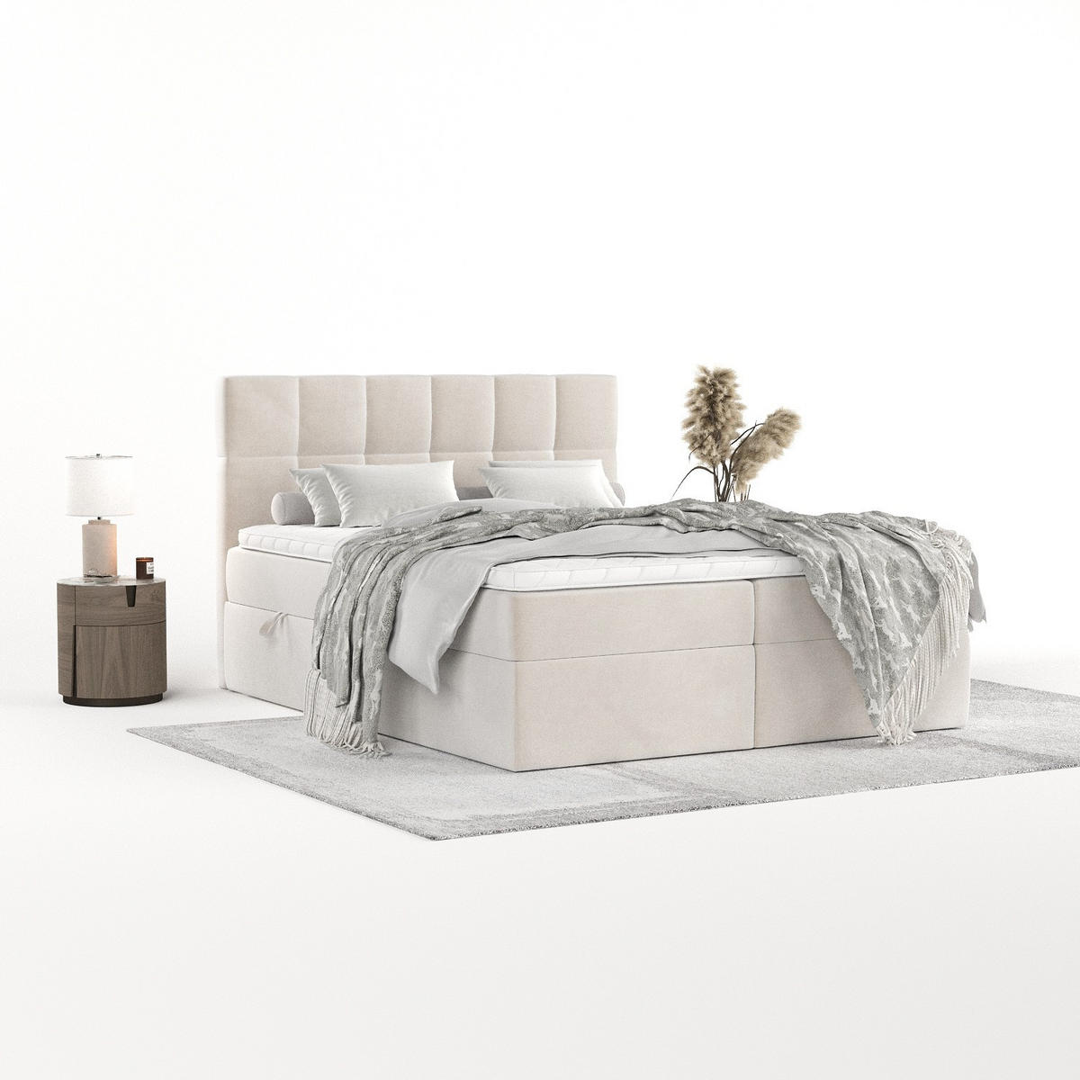 POSTEL BOXSPRING VARENO 160/200 Krémová - černá/krémová, kov/dřevo (160/200cm) - AltaBeds