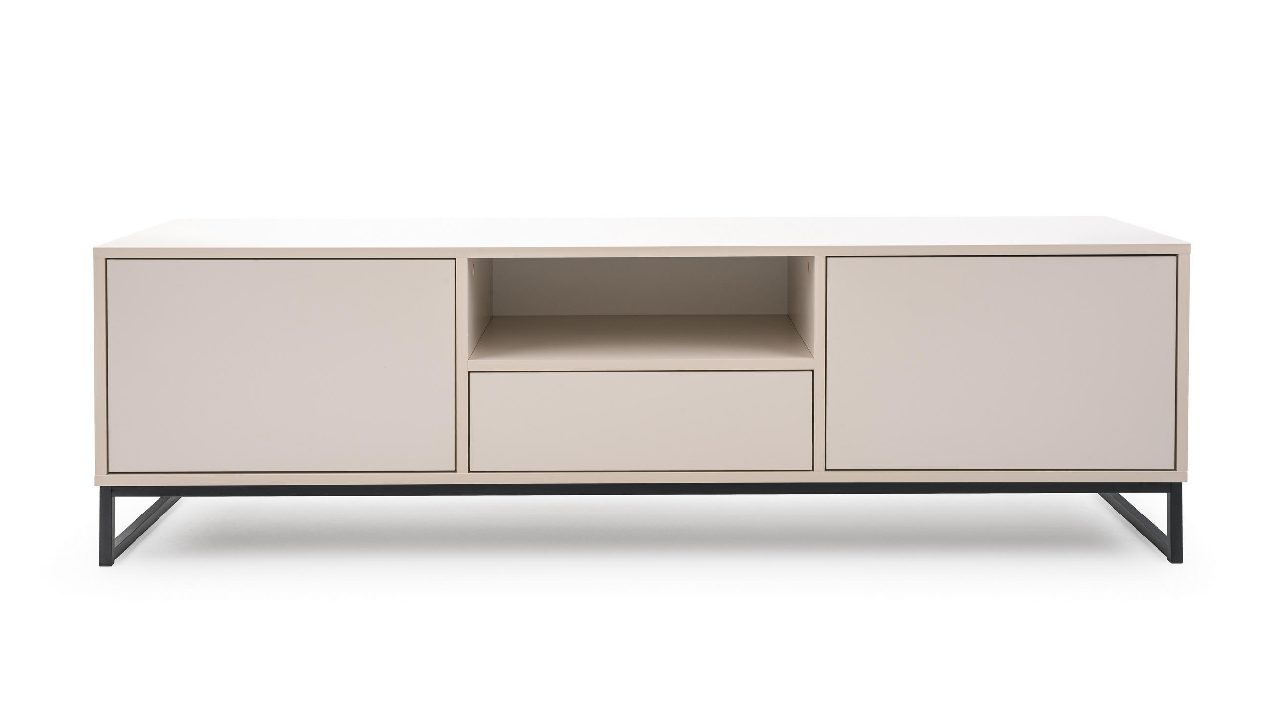 TV-SCHRANK Genua, Fernsehtisch mit 2 Türen und 1 Schublade, Lowboard in Größe: 160 x 48,5 x 45 cm, Fernsehschrank in Farbe: Creme - Beige, Holzwerkstoff (160/48.5/45cm) - Agmat-Furniture