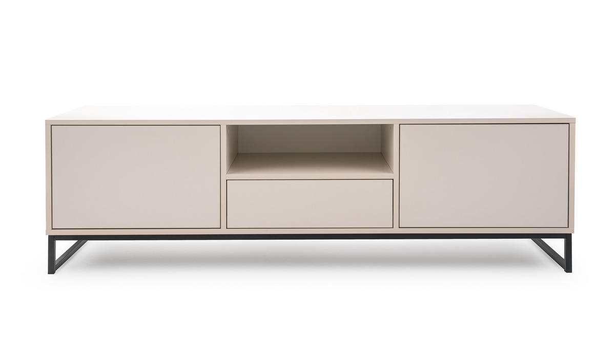 TV-SCHRANK Genua, Fernsehtisch mit 2 Türen und 1 Schublade, Lowboard in Größe: 160 x 48,5 x 45 cm, Fernsehschrank in Farbe: Creme - Beige, Holzwerkstoff (160/48.5/45cm) - Agmat-Furniture