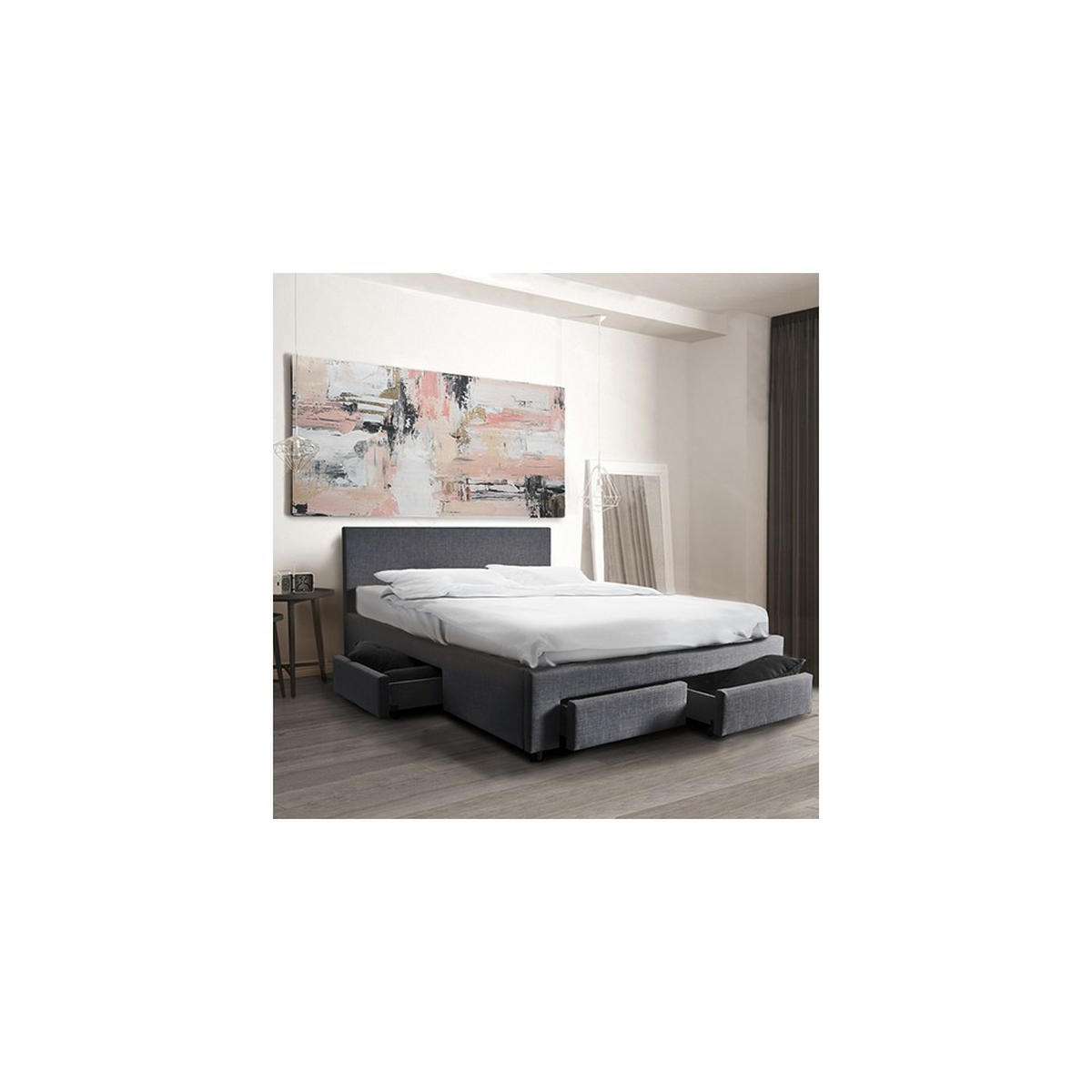 BETT LUGANO mit Schubladen/ Bett 160x200 - Dunkelgrau - Grau, Holzwerkstoff (160/200cm) - Weber Industries