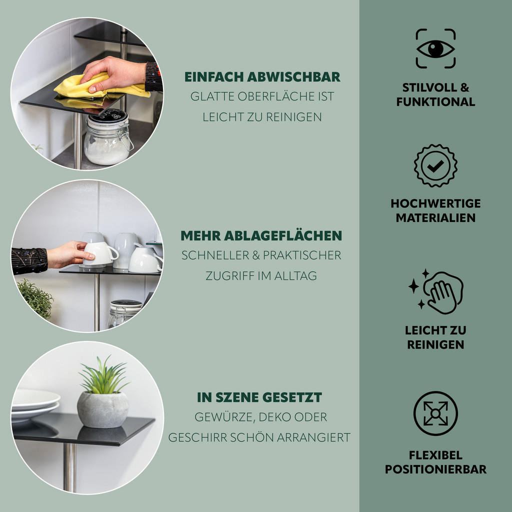 Thumbnail - bremermann Eckregal,, Schwarz, Glas, 42x34.5x42 cm, Küchenzubehör, Vorratsbehälter, Gewürzgläser