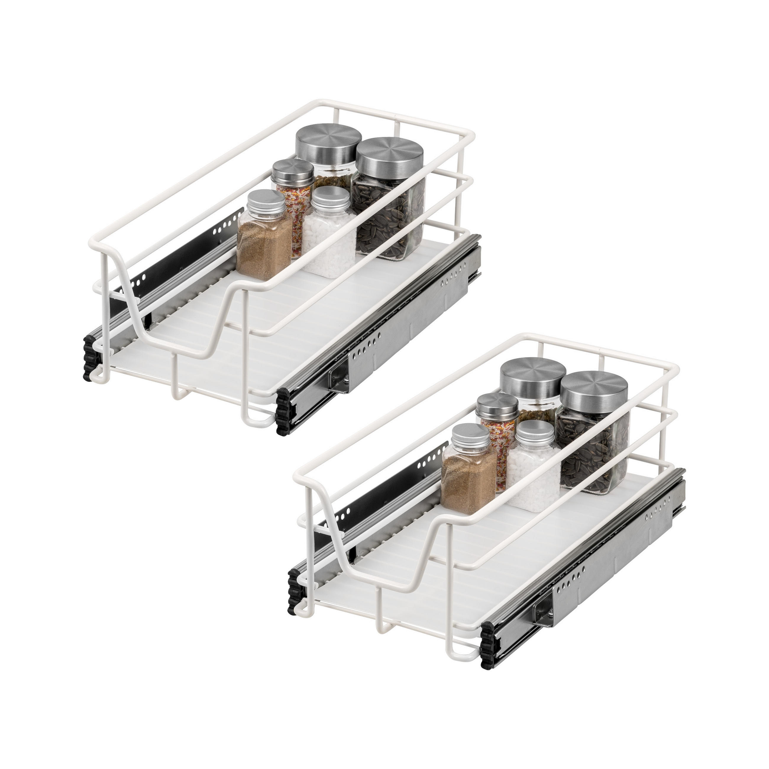 TELESKOPSCHUBLADEN (2er Set), für 30 cm Schrank, Metall, Weiß - Weiß, Metall (27/14/44cm) - bremermann