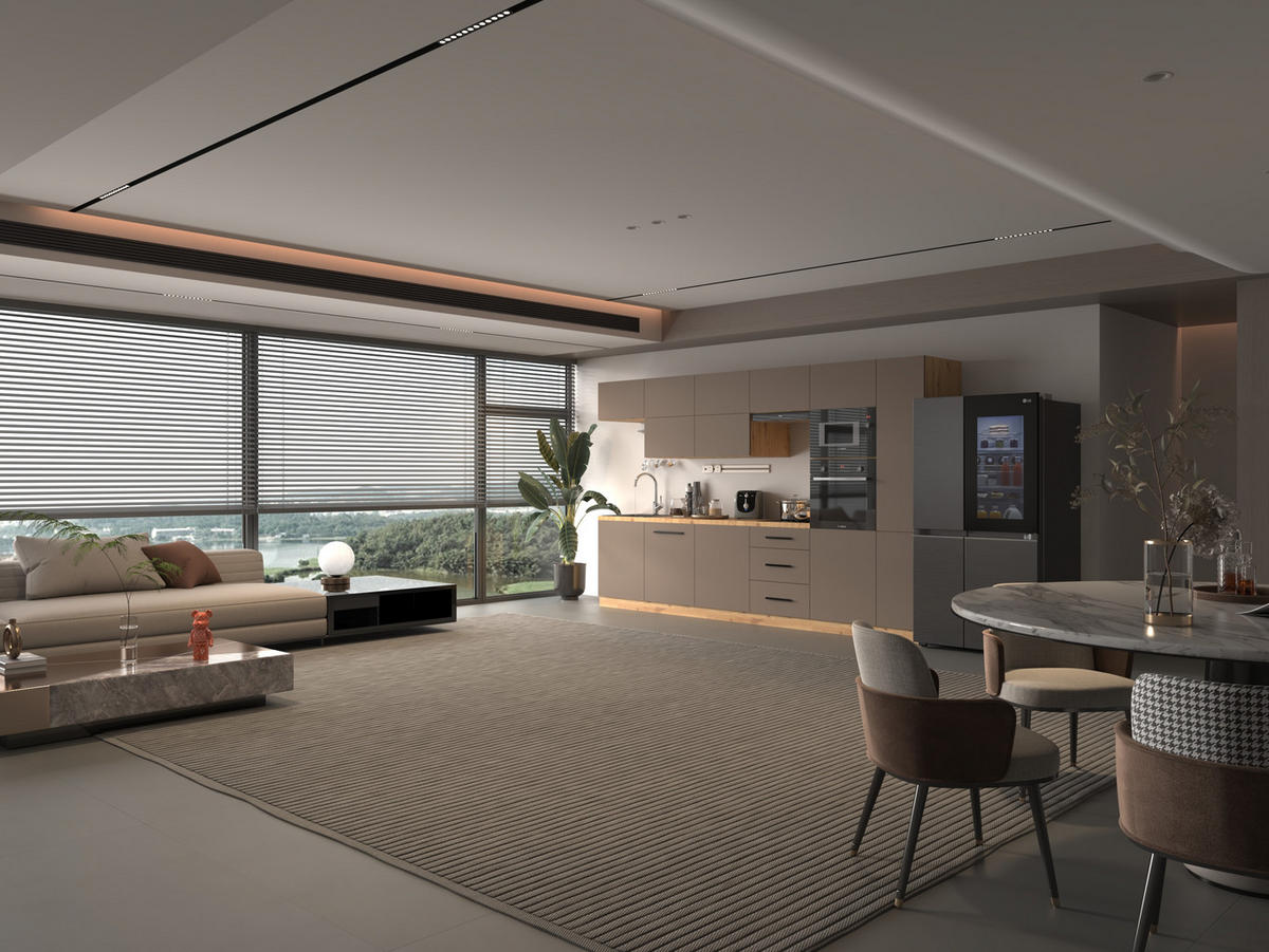 KÜCHENZEILE 240 - Langen KL3-M340 in Beige/Matt - Beige/Schwarz, Holz (340/212/58cm)