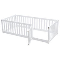 DETSKÁ posteľ 90/200 cm biela s ohrádkou a dvierkami z masívneho dreva - biela, drevo (90/200cm) - OKWISH
