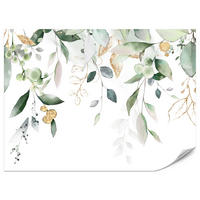 FOTOTAPETE für Schlafzimmer Aquarell Blätter Eukalyptus Weiß 150x105 - Gelb/Weiß, Papier (150/105cm) - Muralo