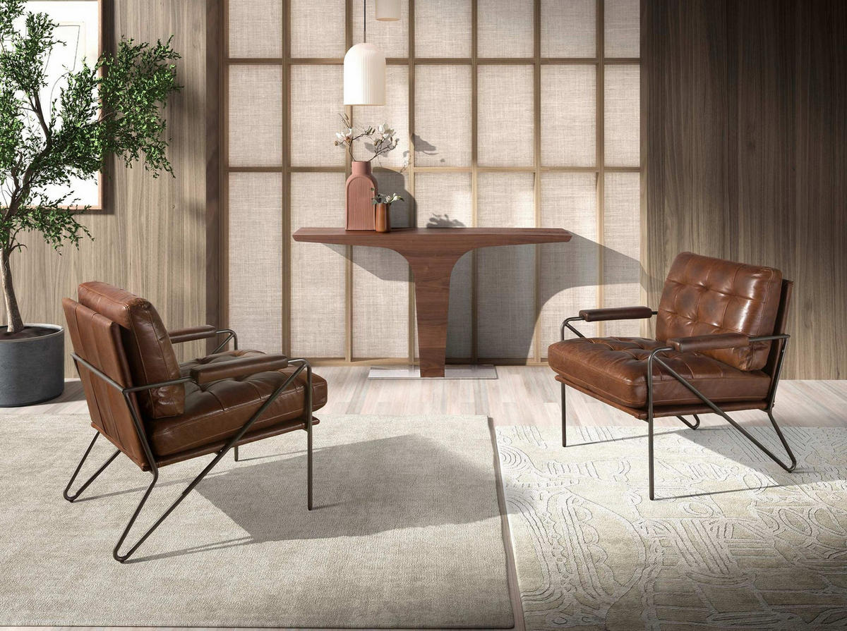 SESSEL Braun Stahl abgedunkelt 69/78/78 cm - Braun, Leder/Metall (69/78/78cm) - ANGEL CERDA