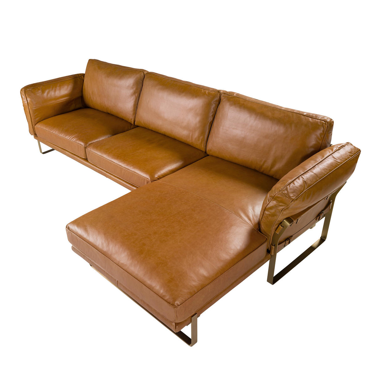 ECKSOFA Kamel Gold 302/166/84 - Goldfarben/Braun, Leder (302/166cm) - ANGEL CERDA