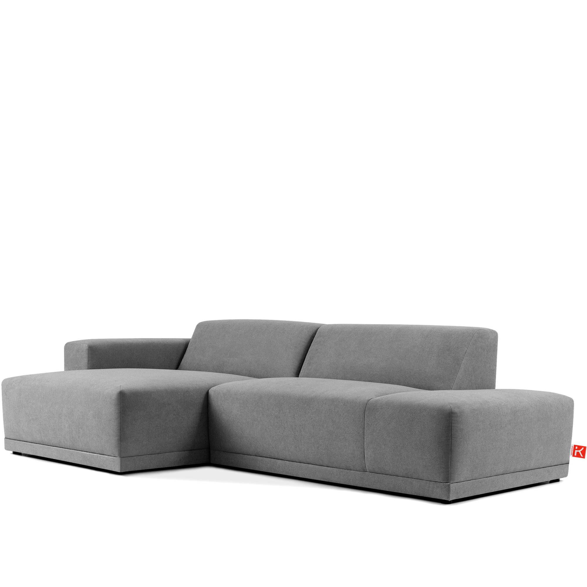 ECKSOFA LINKS MUDI in moderner Optik mit hochwertigem Kaltschaum, Cord-Stoff, Aschgrau - Schwarz/Grau, Textil (280/160cm) - KONSIMO®
