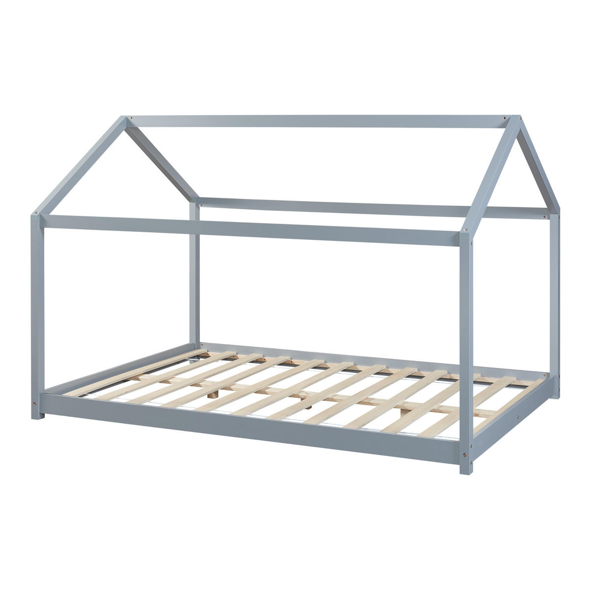 HAUSBETT Cerro - Grau, Holz (120/200cm) - [en.casa]
