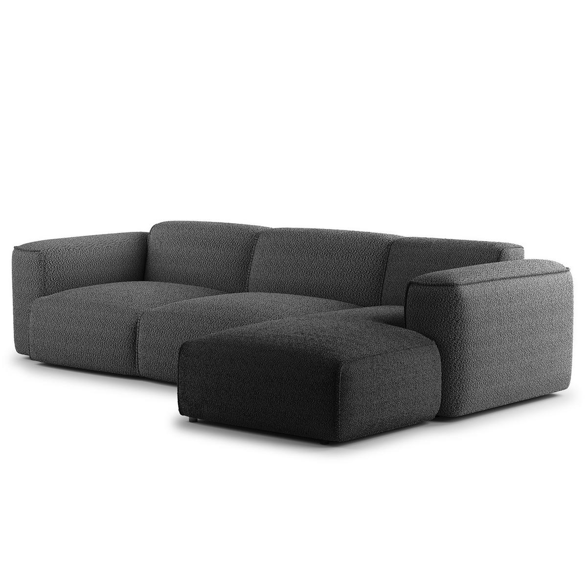 3-SITZER ECKSOFA mit Longchair - Anthrazit/Schwarz, Kunststoff/Textil (284/173cm) - home24