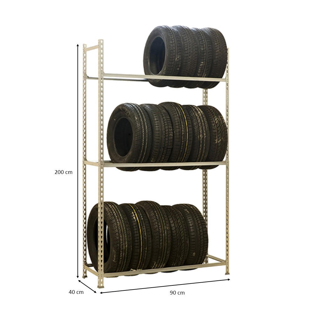 REIFENREGAL Metal Shark NO.1 HxBxT 200 x 90 x 40 cm 3 Ebenen 12 Reifen Verzinkt - Silberfarben, Metall (90/200/40cm) - PROREGAL