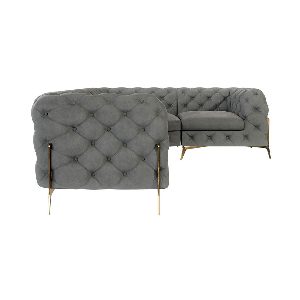 Thumbnail - S-Style Möbel Ecksofa, Grau, Textil, Echtholz,Buche, Birke, 5-Sitzer, Füllung: Polyetherschaumkern, Eckteil, L-Form, Ott...