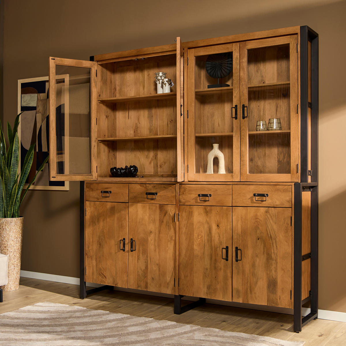 VITRINE Boaz Braun 45/200/220 cm - Braun, Holz (200/220/45cm) - Starfurn