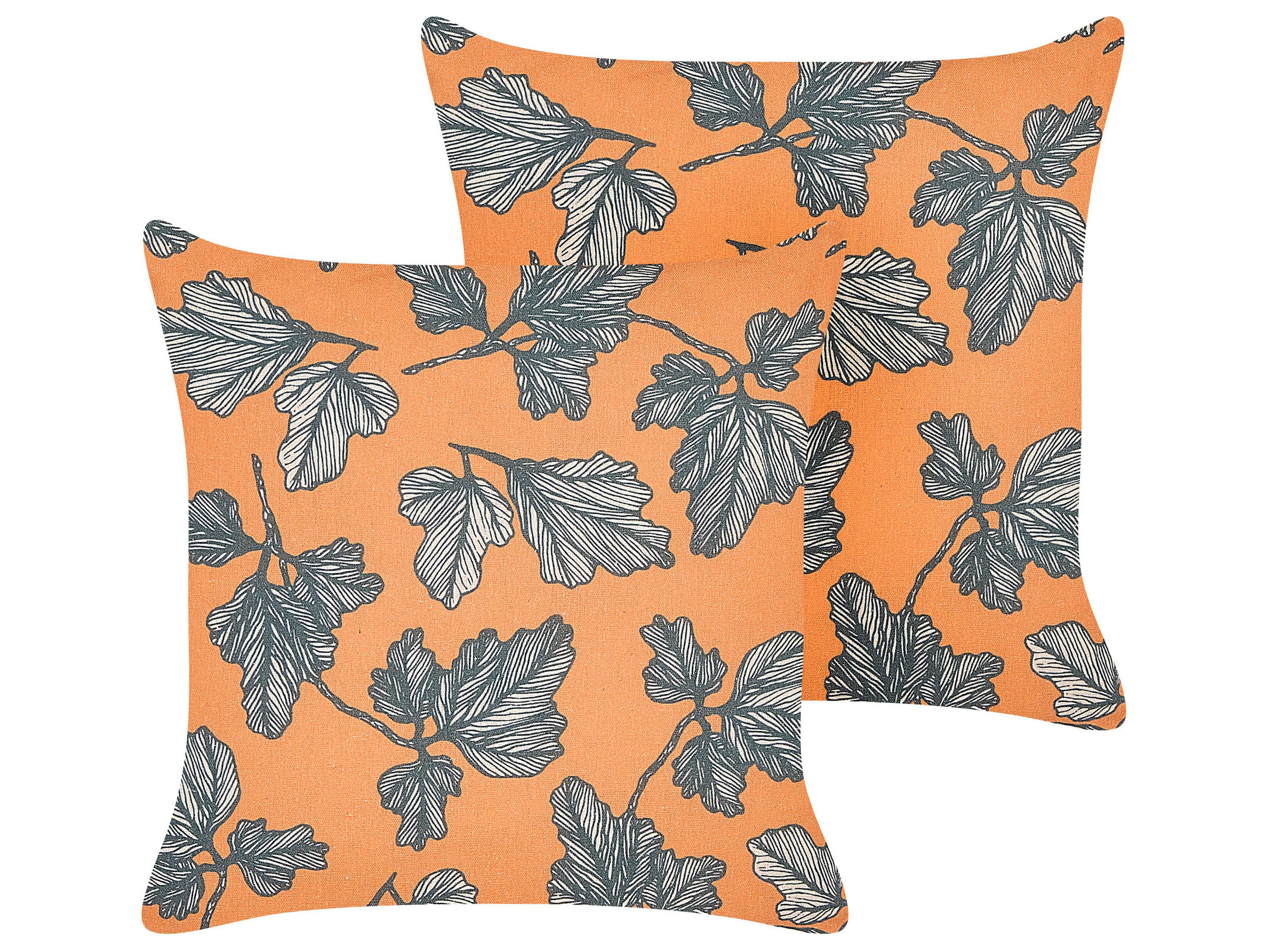 DEKOKISSEN 2er-Set Orange 45/45 cm Spirea - Orange, Textil (45/45cm) - Beliani