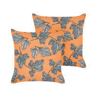 DEKOKISSEN 2er-Set Orange 45/45 cm Spirea - Orange, Textil (45/45cm) - Beliani