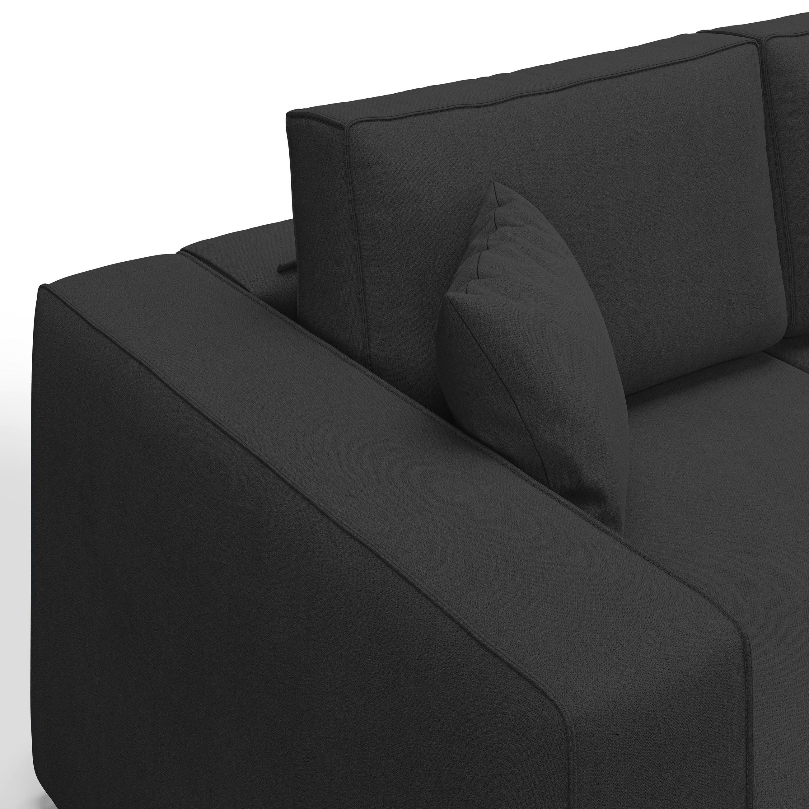 Thumbnail - Divani.store Linearsofa, Schwarz, Textil, 245x86x99 cm, Wohnzimmer, Sofas & Couches, Sofas