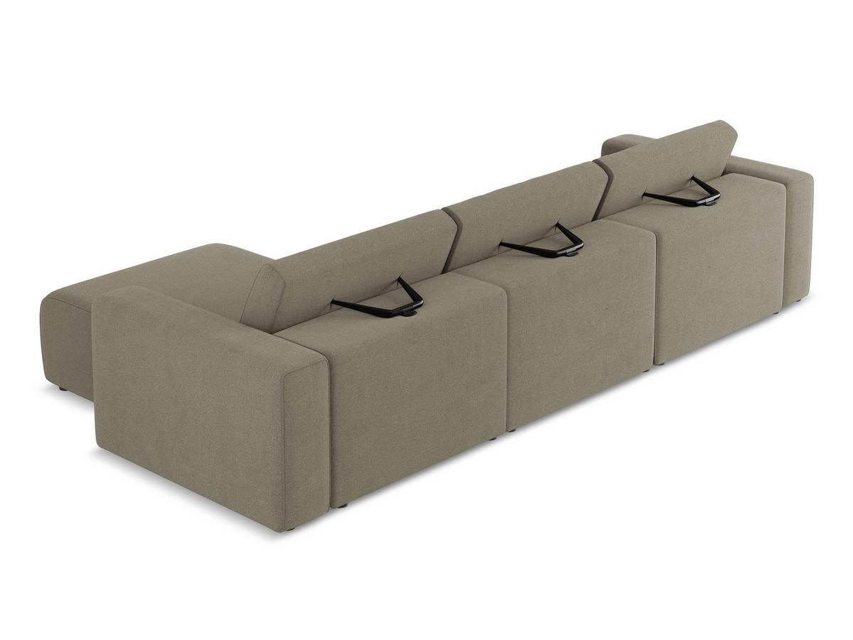 ECKSOFA Links Strukturstoff Stoff Beige - Beige/Schwarz, Kunststoff/Textil (314/167cm) - Makamii