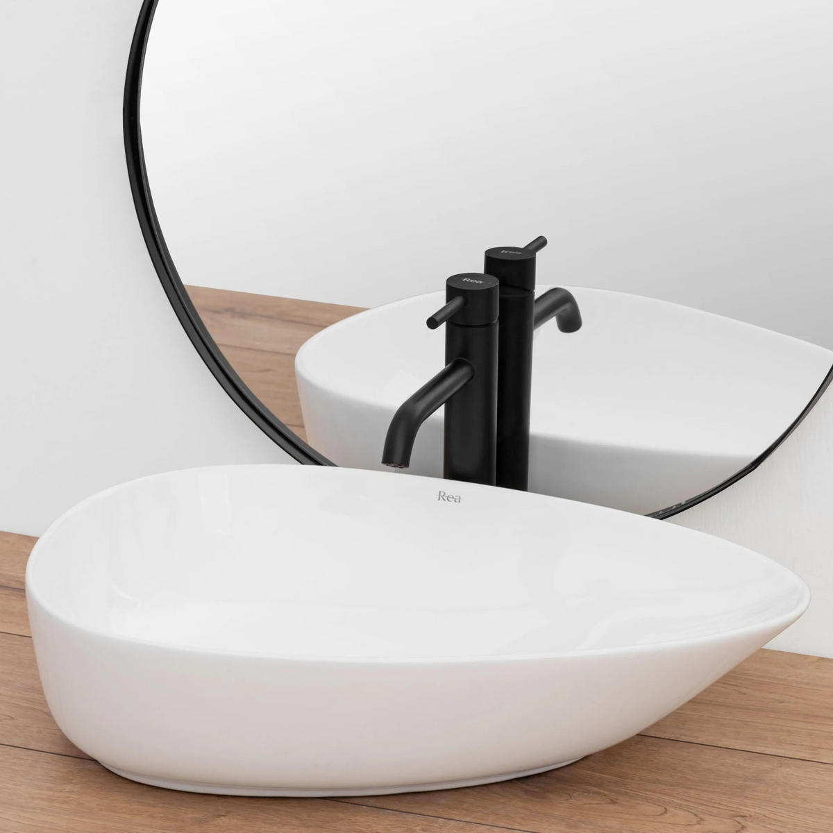 AUFSATZWASCHBECKEN Rea Greta 55 - Weiß, Keramik (39/13/56cm) - REA
