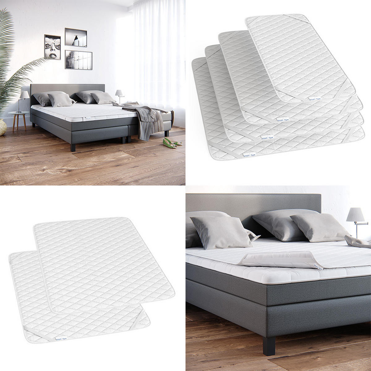 MATRATZENSCHONER Weiß 160 x 200 cm Versteppung - Weiß, Textil - VitaliSpa
