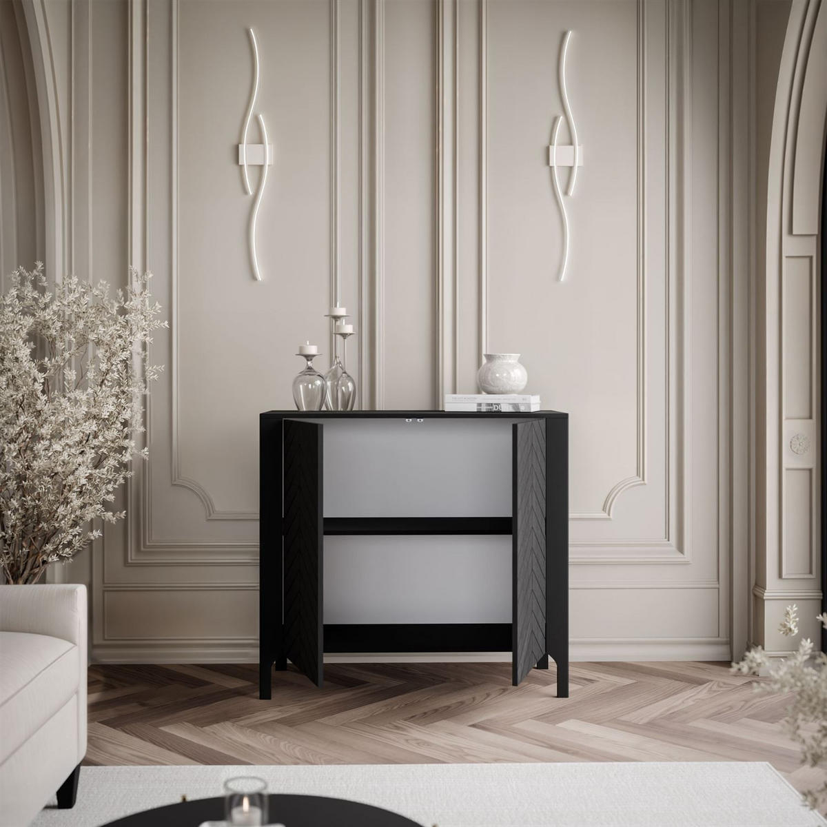 HIGHBOARD LUMI 103 cm, Schwarz - Schwarz, Holzwerkstoff (103/95/41cm) - Lookway