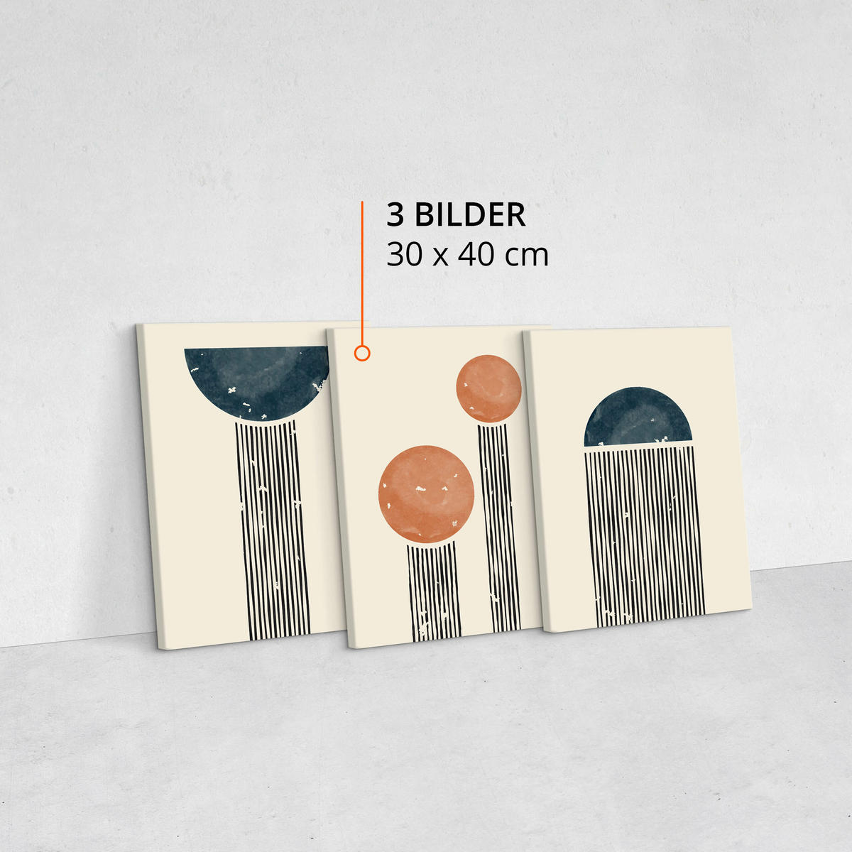 LEINWANDBILDER 3-er Set Boho Muster - Türkis/Blau, Textil (90/40cm) - Muralo