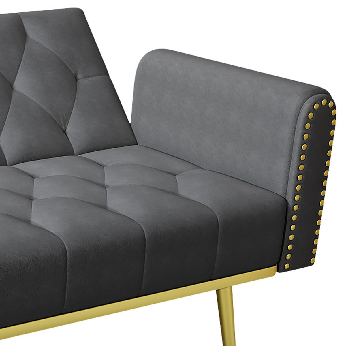 2-SITZER SCHLAFSOFA Samt Grau mit Getränkehalter - Grau, Holzwerkstoff/Textil (175/73.5/89cm) - WISHDOR