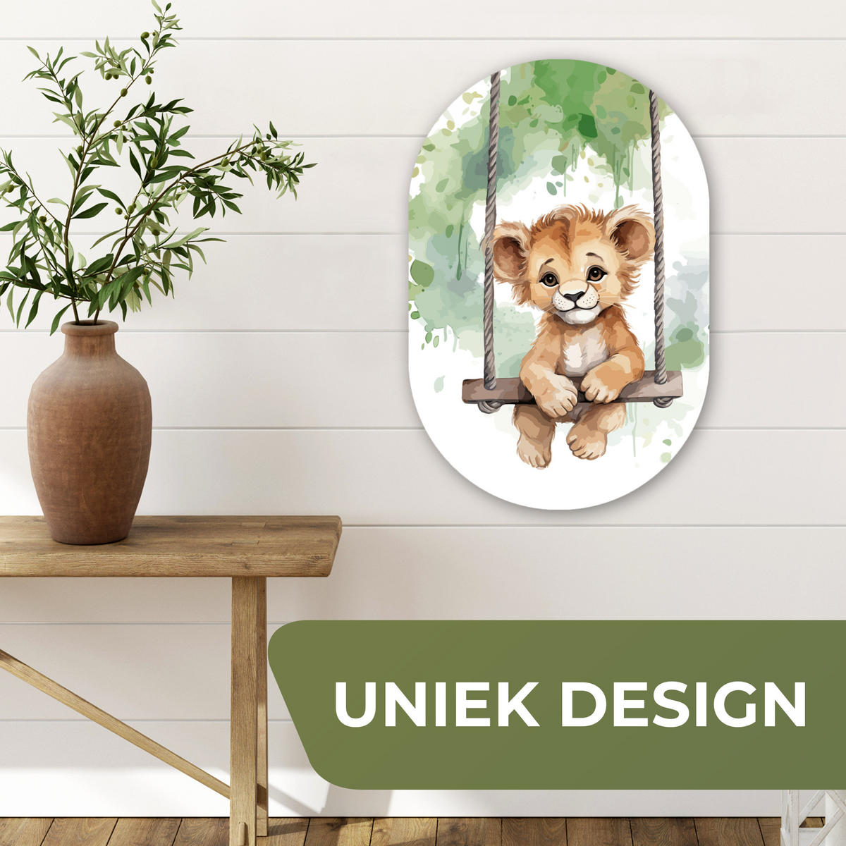 WANDBILD Löwe - Tier - Kinder - Dschungel Deko Wohnzimmer 40x60 cm - Hellbraun, Kunststoff (40/60cm) - MuchoWow