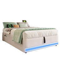 POLSTERBETT mit Stauraum 90x200 cm Leinen Beige - Beige, Metall (90/200cm) - Meubliv