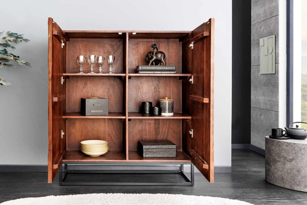 HIGHBOARD DUNE Akazie Braun 120cm - Schwarz/Braun, Holz/Metall (100/120/38cm) - riess-ambiente