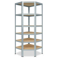 ECKREGAL HOME 200x85x40 cm in verzinkt mit 6 Böden und 145 kg Traglast pro Boden - Silberfarben, Metall (85/200/40cm) - shelfplaza