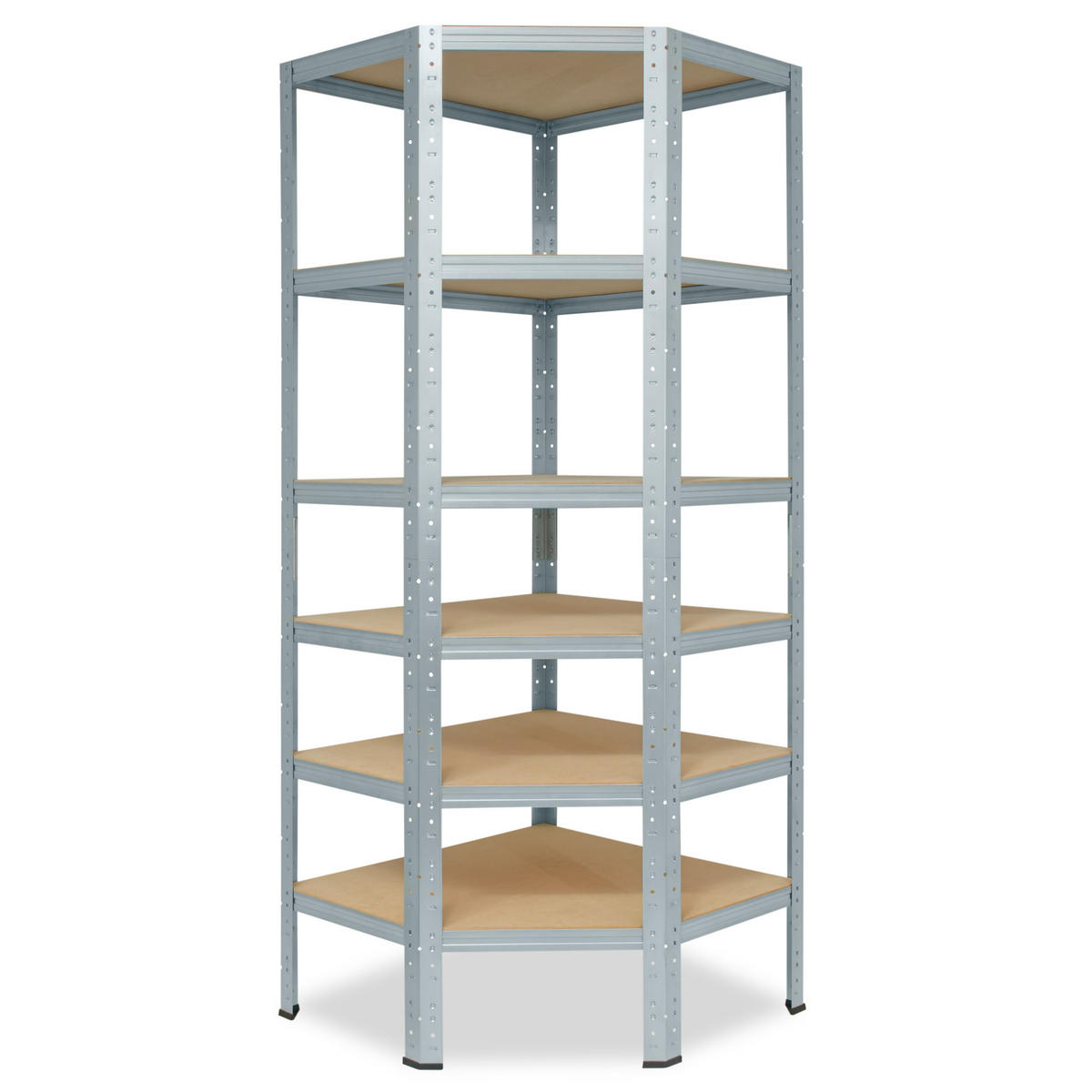 ECKREGAL HOME 200x85x40 cm in verzinkt mit 6 Böden und 145 kg Traglast pro Boden - Silberfarben, Metall (85/200/40cm) - shelfplaza