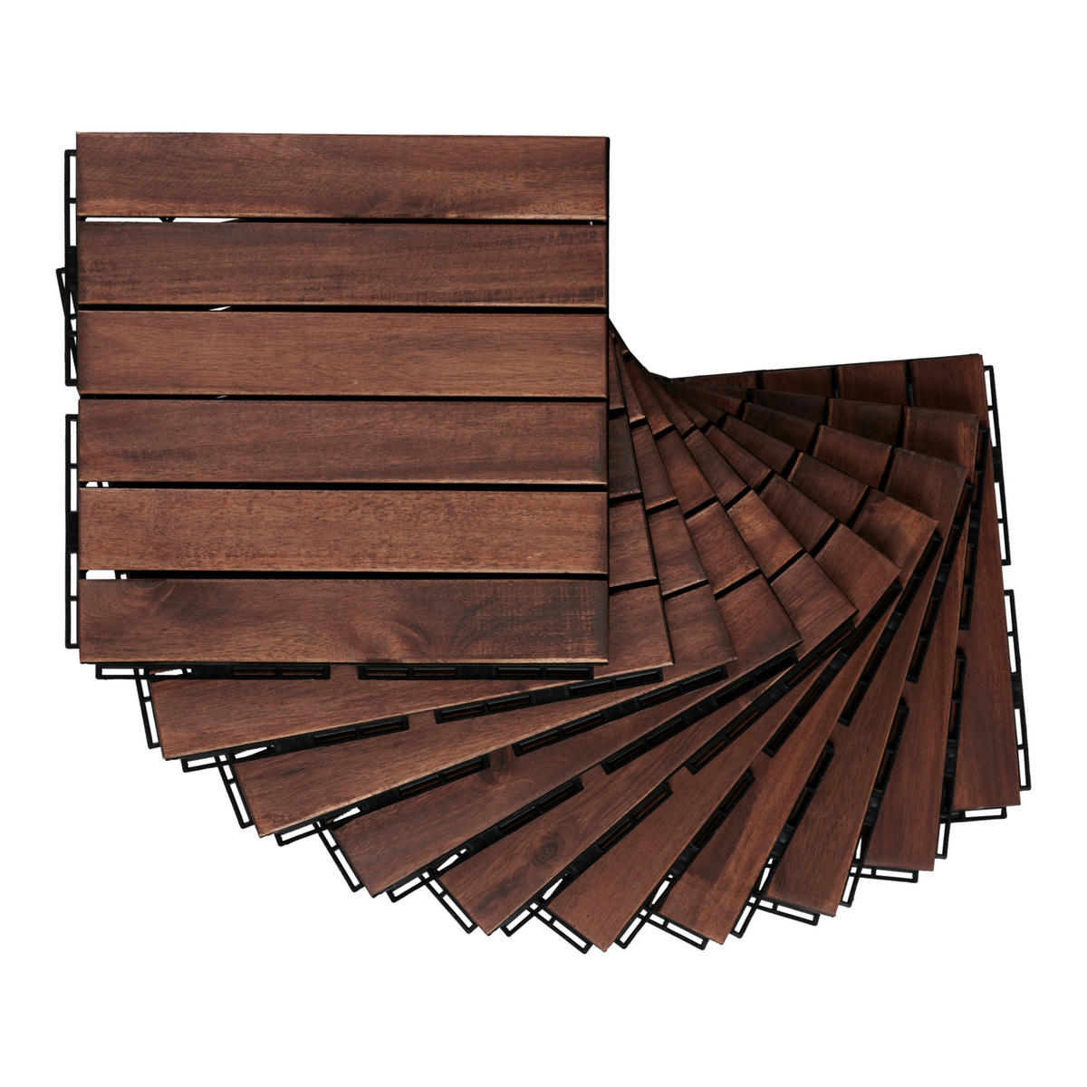 KLICKFLIESEN-SET 10 TLG. Alliste - Braun, Holz (30/30/1.9cm) - casa.pro